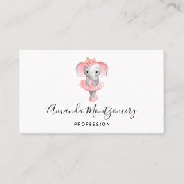 Tarjeta De Visita Elefante rosa y gris suave Ballerina