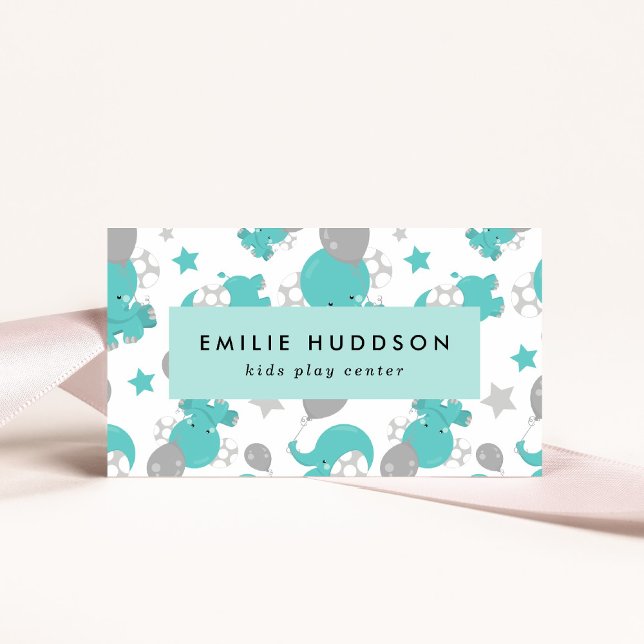 Tarjeta De Visita Elefantes Azules, Centro de Juegos Infantiles, Cen (Subido por el creador)