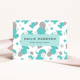 Tarjeta De Visita Elefantes Azules, Centro de Juegos Infantiles, Cen