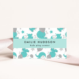 Tarjeta De Visita Elefantes Azules, Centro de Juegos Infantiles, Cen
