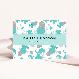 Tarjeta De Visita Elefantes Azules, Centro de Juegos Infantiles, Cen