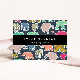 Tarjeta De Visita Elefantes Coloridos, Centro de Juegos, Centro de A