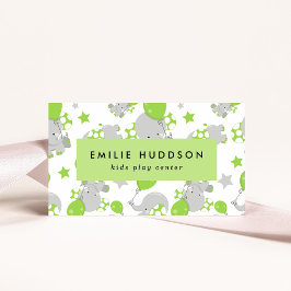Tarjeta De Visita Elefantes Cutes, Centro de Juegos Infantiles, Cent
