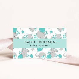 Tarjeta De Visita Elefantes Cutes, Centro de Juegos Infantiles, Cent