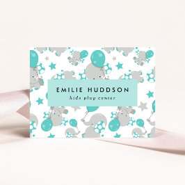 Tarjeta De Visita Elefantes Cutes, Centro de Juegos Infantiles, Cent