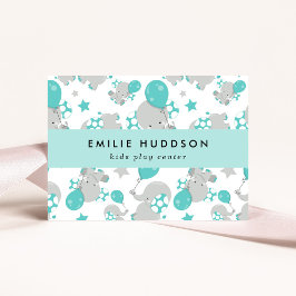 Tarjeta De Visita Elefantes Cutes, Centro de Juegos Infantiles, Cent