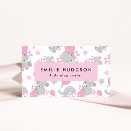 Tarjeta De Visita Elefantes Cutes, Centro de Juegos Infantiles, Cent