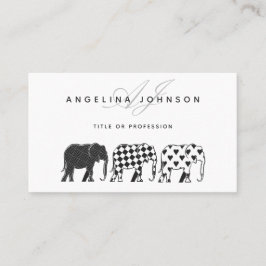 Tarjeta De Visita Elefantes, profesional del patrón negro y blanco