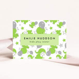 Tarjeta De Visita Elefantes Verdes, Centro de Juegos Infantiles, Cen