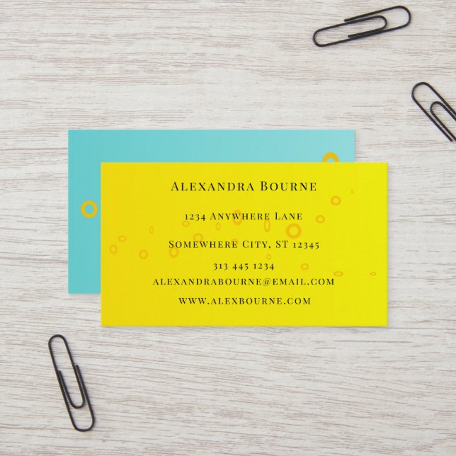 Tarjeta De Visita Elegancia amarilla y pintura azul (Anverso/Reverso In Situ)