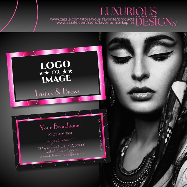 Tarjeta De Visita Elegancia Asombroso degradado negro rosado con log (Subido por el creador)