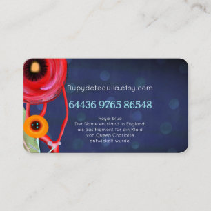 Tarjeta De Visita Elegancia azul amapola coral rojo floreciendo