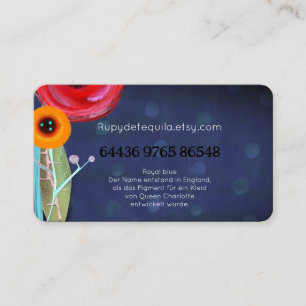 Tarjeta De Visita Elegancia azul floración bouquet azul