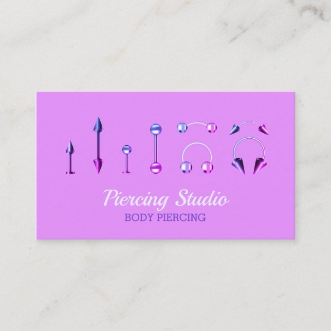 Tarjeta De Visita Elegancia de Body Piercing Studio (Anverso)