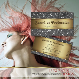 Tarjeta De Visita Elegancia de estrellas luminosas Purpurina de oro
