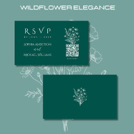Tarjeta De Visita Elegancia de flor silvestre-código RSVP-QR-