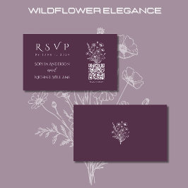 Tarjeta De Visita Elegancia de flor silvestre-código RSVP-QR-