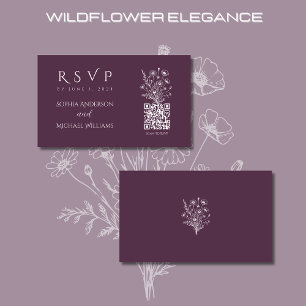 Tarjeta De Visita Elegancia de flor silvestre-código RSVP-QR-