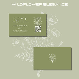 Tarjeta De Visita Elegancia de flor silvestre-código RSVP-QR-