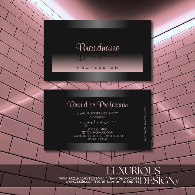Tarjeta De Visita Elegancia de gradiente negro y rosa oscuro (Subido por el creador)