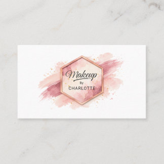 Tarjeta De Visita Elegancia de Hexágono de Acuarela Rosa Sonrojada
