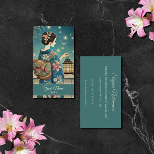 Tarjeta De Visita Elegancia de Luciérnaga – Kimono de Verano