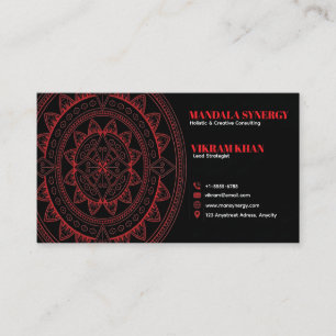 Tarjeta De Visita Elegancia de Mandala Carmesí