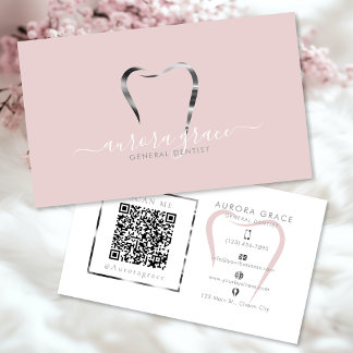 Tarjeta De Visita Elegancia dental rosa plateado