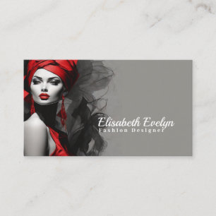 Tarjeta De Visita Elegancia fascinante: mujer en rojo con negro auda