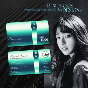 Tarjeta De Visita Elegancia Gradiente Verde azulado Shimmery Diamant
