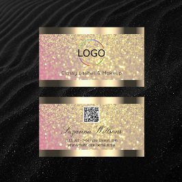 Tarjeta De Visita Elegancia Logotipo de Purpurina de oro Lilac rosa 