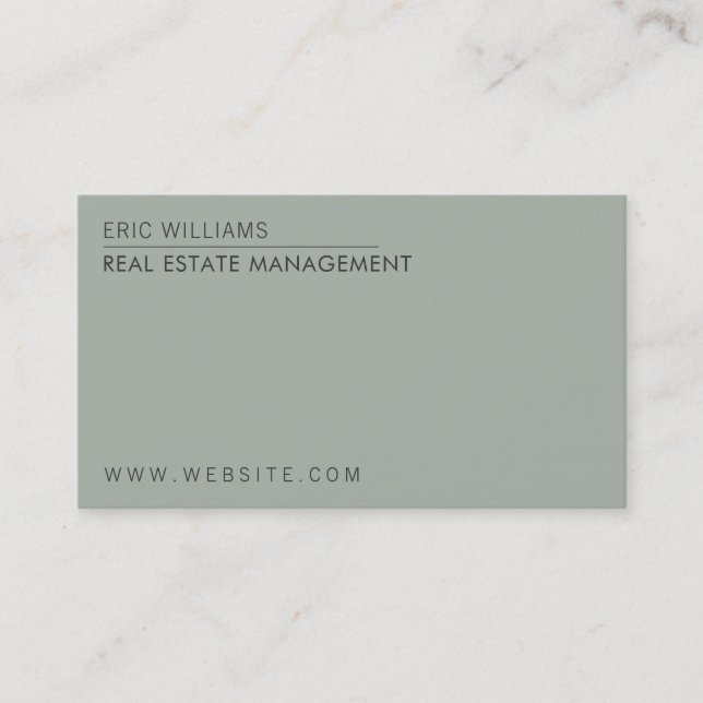 Tarjeta De Visita Elegancia minimalista gris verde oliva (Anverso)