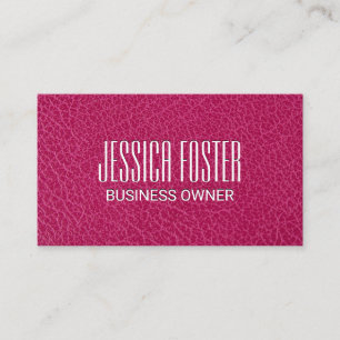 Tarjeta De Visita Elegancia minimalista textura de cuero magenta