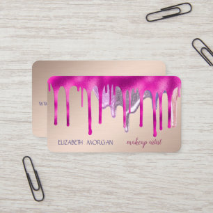 Tarjeta De Visita Elegancia Moderna, Artista de Maquillaje, Goteos