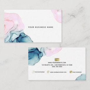 Tarjeta De Visita Elegancia moderna de glamour etéreo en azul turque