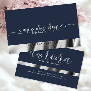 Tarjeta De Visita Elegancia Navy Silver