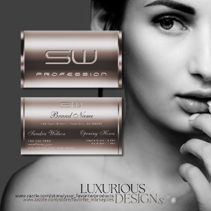 Tarjeta De Visita Elegancia Oscuro Rosa Oro y Faux 3D Iniciales Nobl