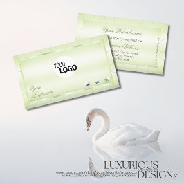 Tarjeta De Visita Elegancia Pastel Verde con diamantes y logotipo de