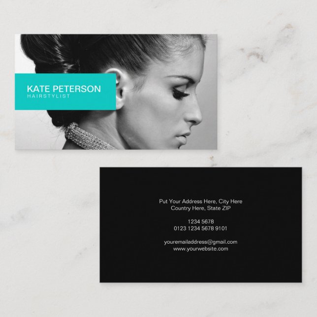 Tarjeta De Visita Elegancia personalizada Foto en blanco y negro, To (Anverso / Reverso)