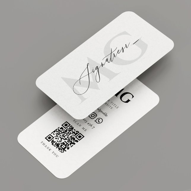 Tarjeta De Visita Elegancia profesional moderna blanco elegante (Modern Signature Professional Elegant White Business Card
)