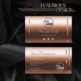 Tarjeta De Visita Elegancia Rosa Golden Sparkle Diamonds y logotipo