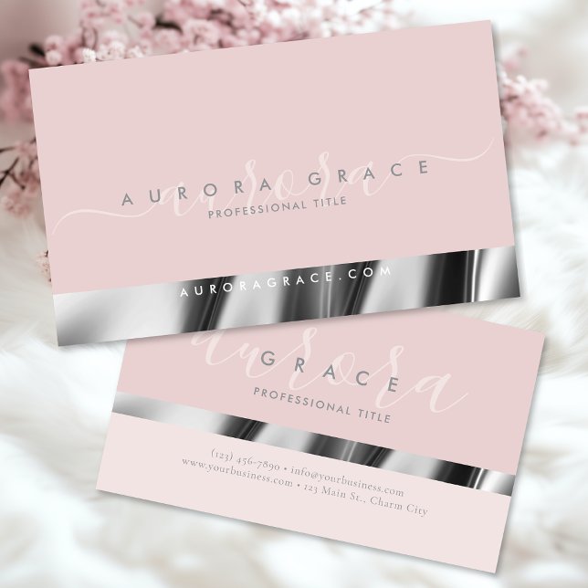Tarjeta De Visita Elegancia rosa plateado (Subido por el creador)