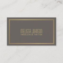 Tarjeta De Visita Elegancia simple Art Decó Estilo Gris/Faux Gold