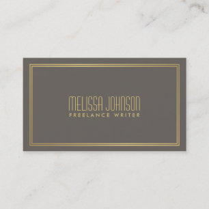 Tarjeta De Visita Elegancia simple Art Decó Estilo Gris/Faux Gold