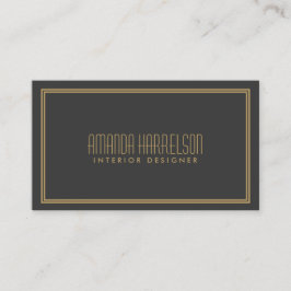 Tarjeta De Visita Elegancia simple Art Deco Estilo Gris/Oro
