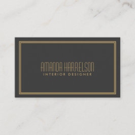 Tarjeta De Visita Elegancia simple Art Deco Estilo Gris/Oro