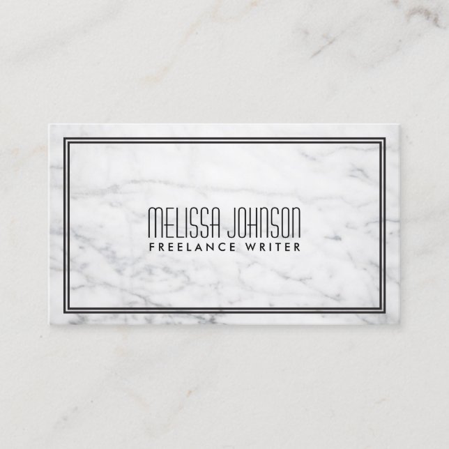 Tarjeta De Visita Elegancia simple Art Deco Estilo Mármol/Negro (Anverso)