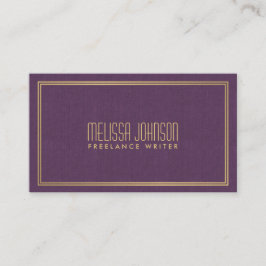 Tarjeta De Visita Elegancia simple Art Deco Estilo Purple/Faux Gold