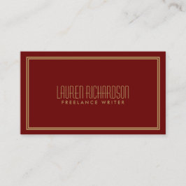 Tarjeta De Visita Elegancia simple Art Deco Estilo Rojo/Oro