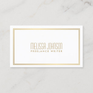 Tarjeta De Visita Elegancia simple estilo Art Decó Blanco/Faux Gold